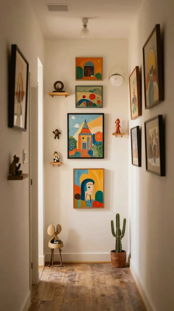 13 Hallway Wall Decor Ideas for a Curated Beautiful Entrance Display - 7. Sustainable Art from Local Artists 1