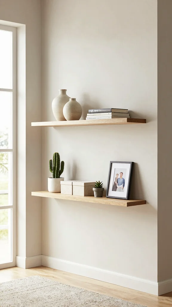 13 Small Entryway Ideas That Make a Tight Space Feel Stylish - 2. Wall-Mounted Shelves for Decor and Function 1