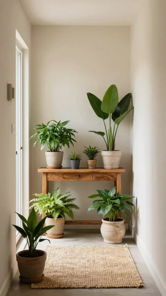 13 Small Entryway Ideas That Make a Tight Space Feel Stylish - 9. Incorporating Natural Elements 1
