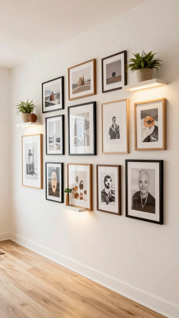 14 Hallway and Stairs Ideas for a Cohesive Beautiful Connected Space - 4. Inviting Gallery Wall Displays 1