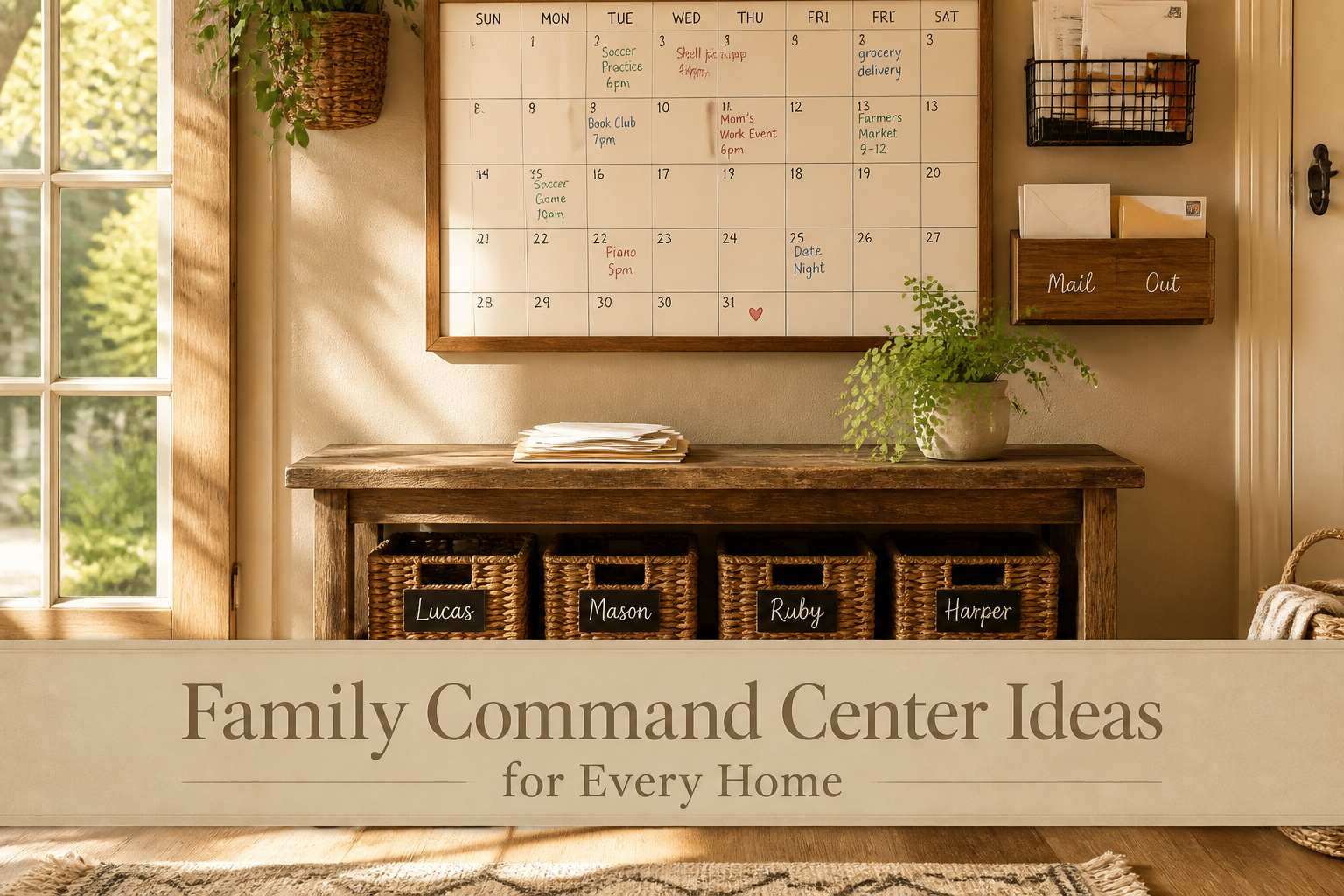 Different family command center setups displayed for home organization inspiration.