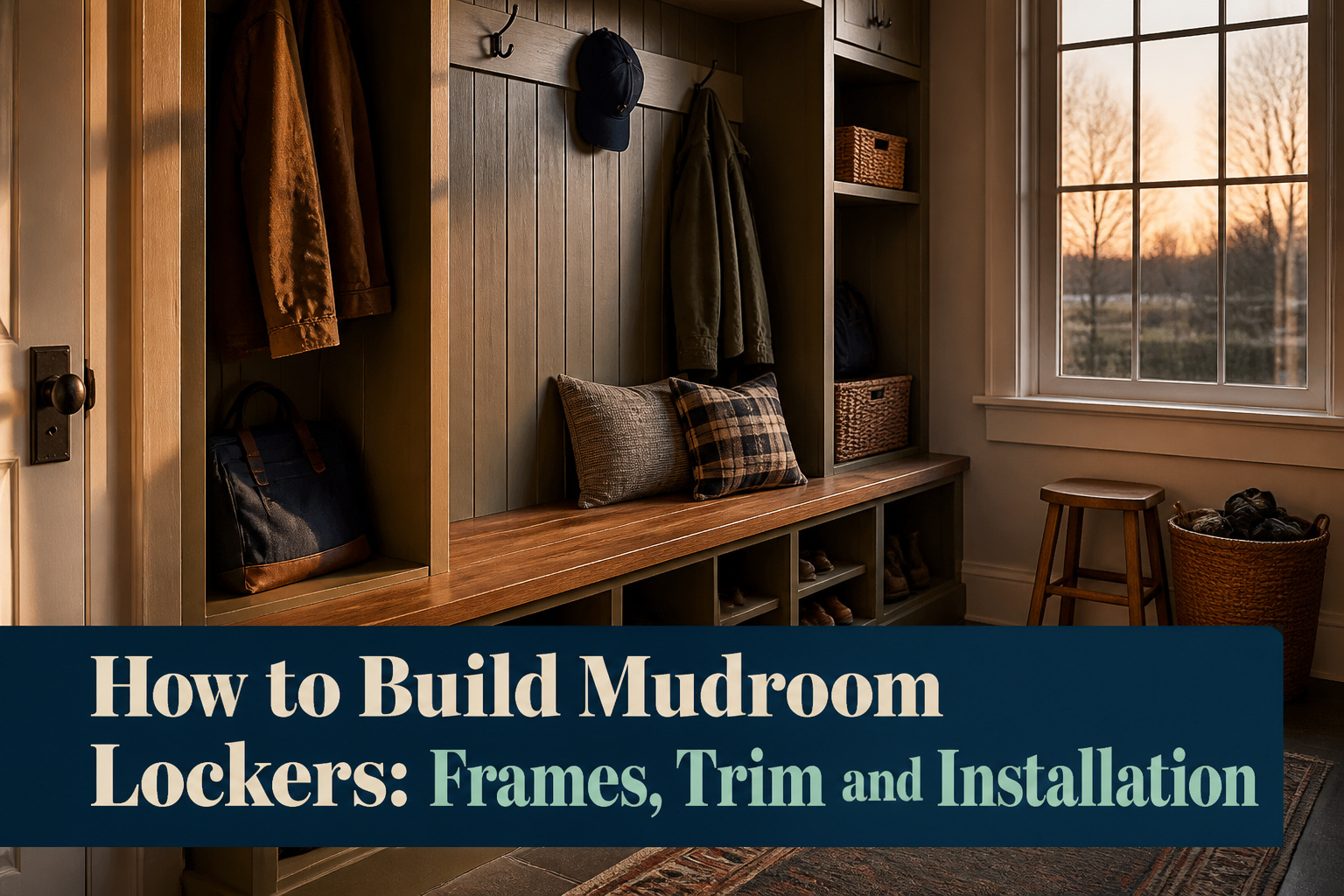 Mudroom lockers arranged neatly in a workshop space.